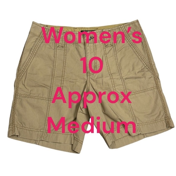 Women’s Eddie Bauer 10 Medium Shorts Ripstop Chino Khakis Taupe Bermuda Twill - Picture 2 of 8